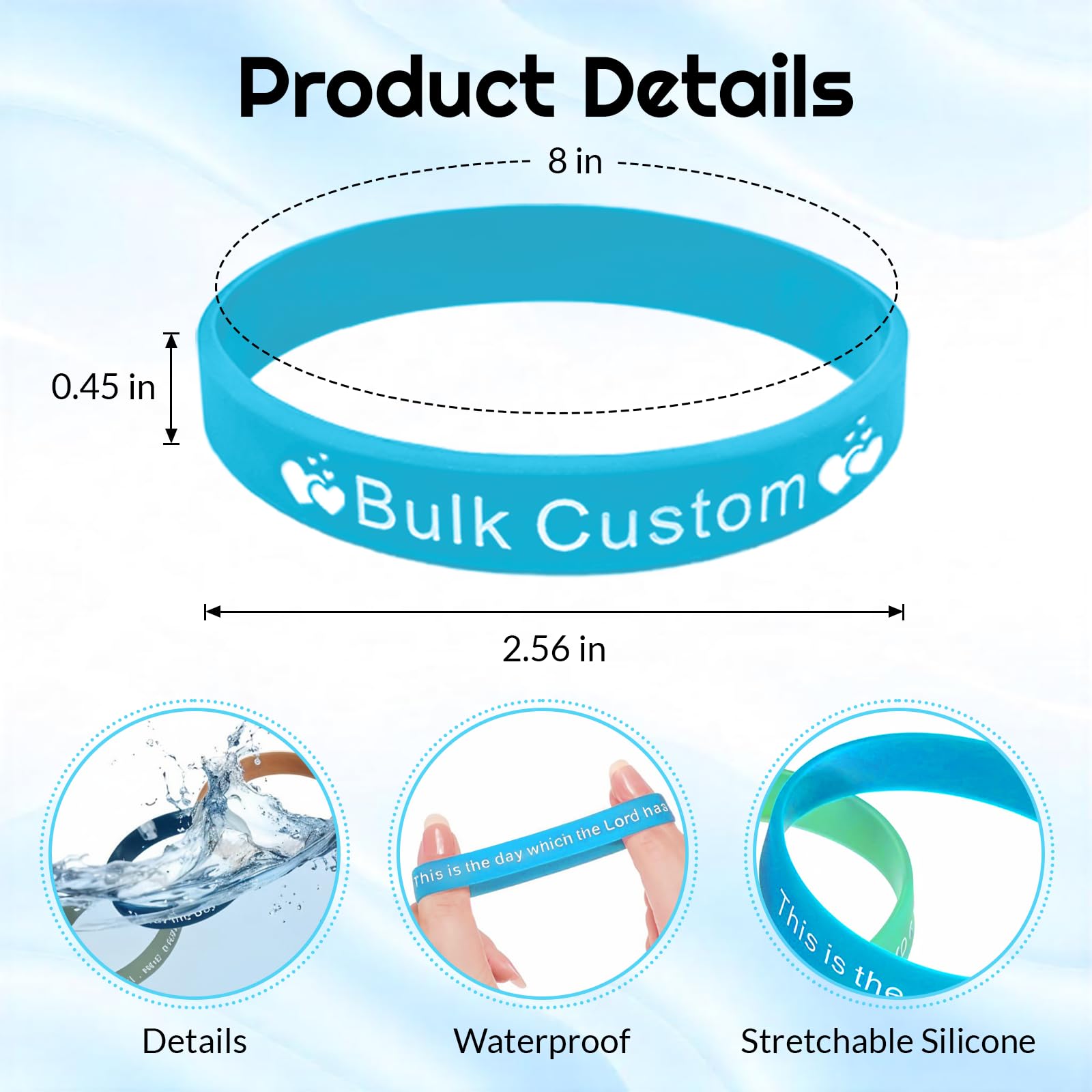 YATEDIY 10-1000 Pcs Custom Rubber Bracelets - Bulk Personalized Silicone Wristbands with Images, Text, for Motivation, Events, Gifts, Support, Fundraisers, Awareness