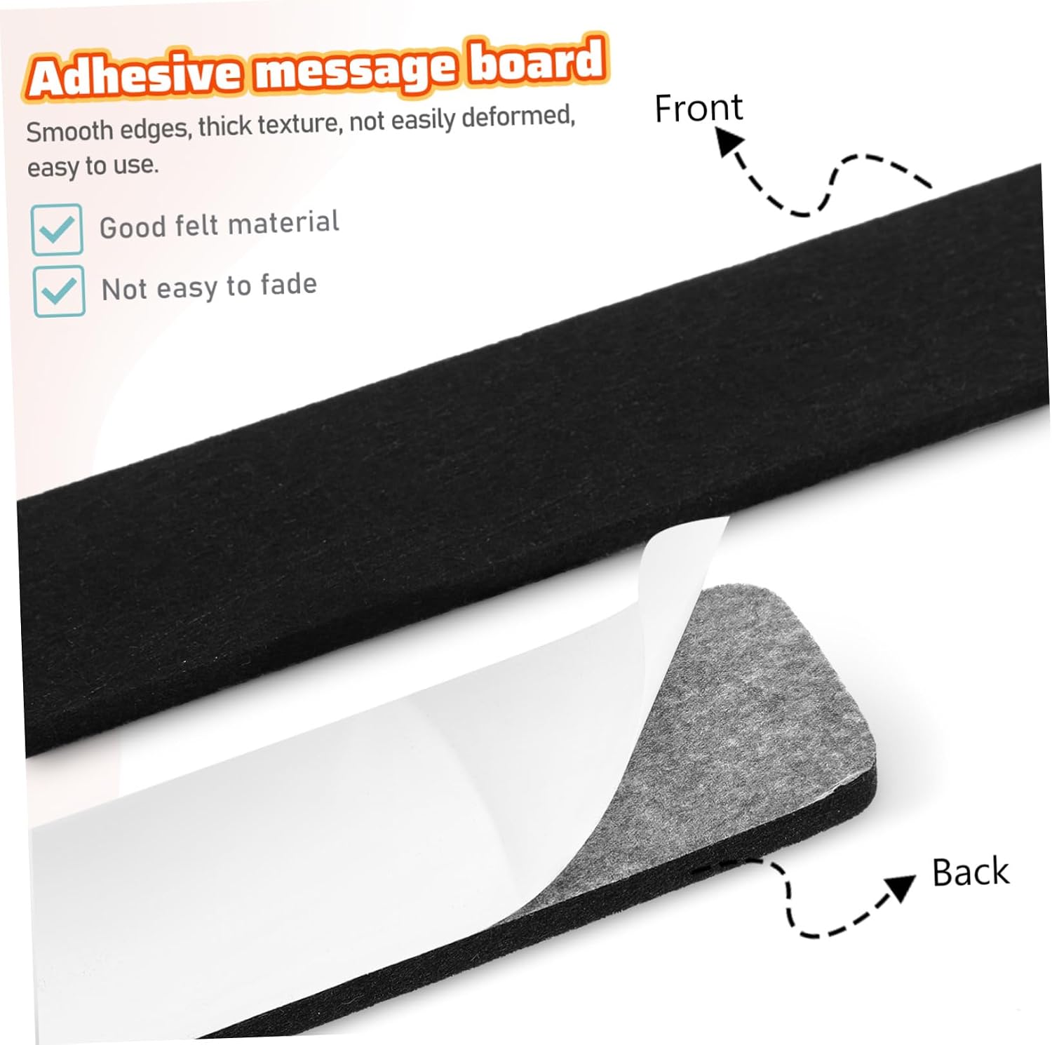 DOITOOL 5pcs Self Adhesive Felt Bulletin Board Strips for Office Home Classroom Quick Installation Space Saving Design Versatile Wall Pin Board for Notes Reminders