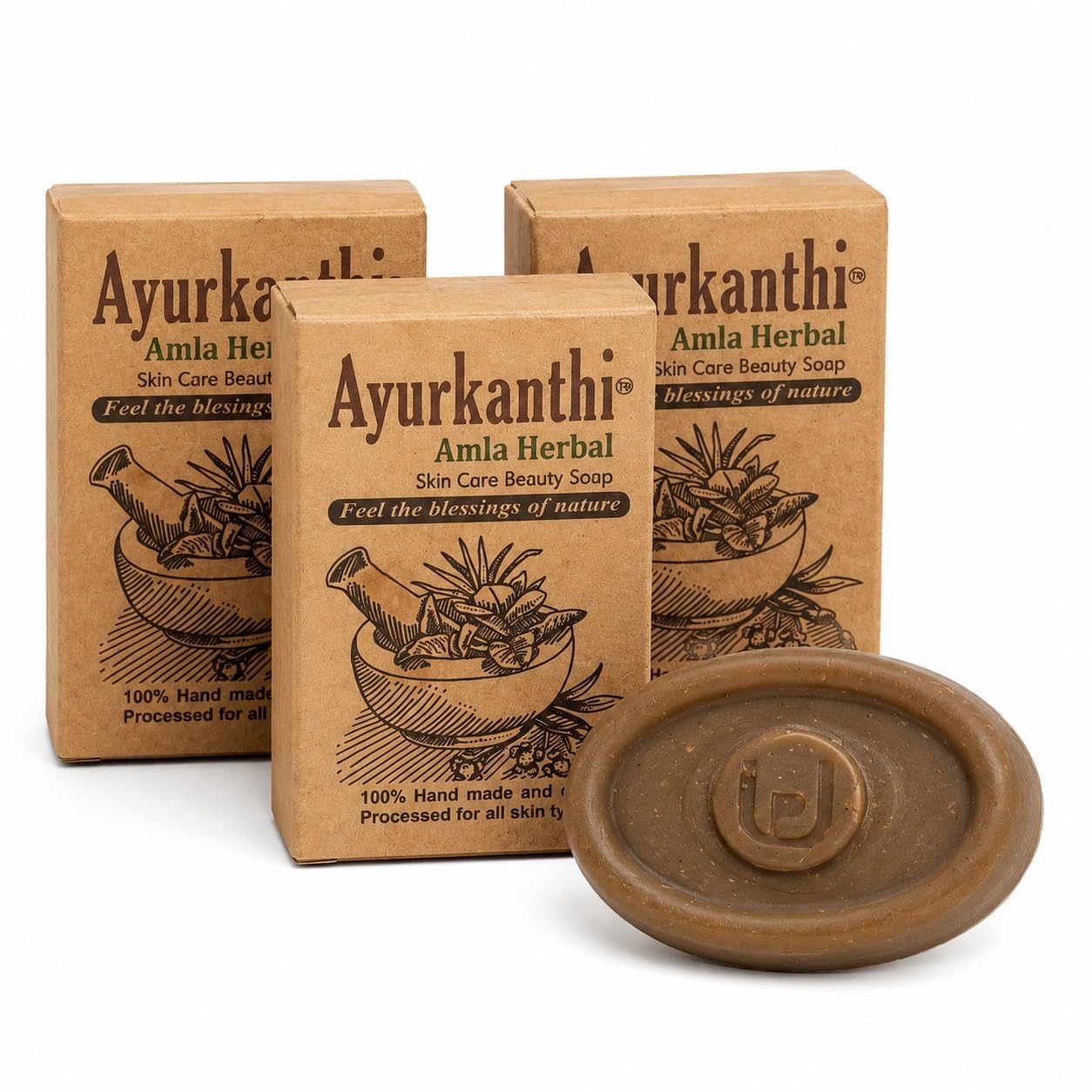 Amla Herbal Beauty Soap | Handmade Cold Process Skin Care Soap Bar with Soapnut for Natural Foam | Zero Chemical Base Organic Bath Soap for All Skin Types, Acne & Pimples Pack of 3-image-13