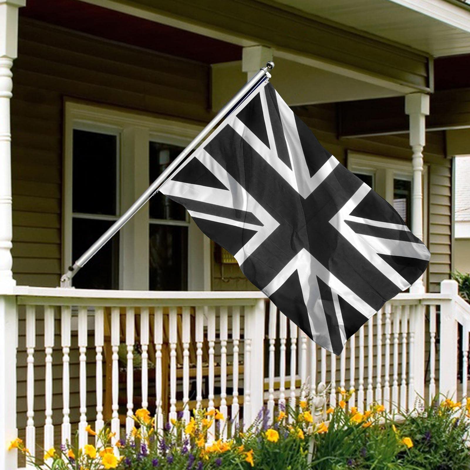 Amazon.co.jp: ユニオン ジャックの黒旗, 写真 黒のイギリスの旗3x5ft