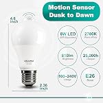 DiCUNO Motion Sensor Light Bulb, Motion Activated Dusk to Dawn Security LED Bulb, 8W (60W Equivalent), 2700K Warm White, 810lm, PIR A19 E26 Bulb for Indoor/Outdoor, Pack of 2