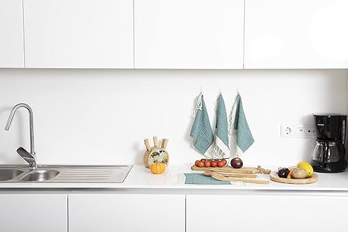 Miniatura 88 de Smyrna Turkish Cotton- Paquete de 6 paños de cocina de 100% algodón natural, 12x12 pulgadas, lavables a máquina, ultra suaves, absorbentes, Beige