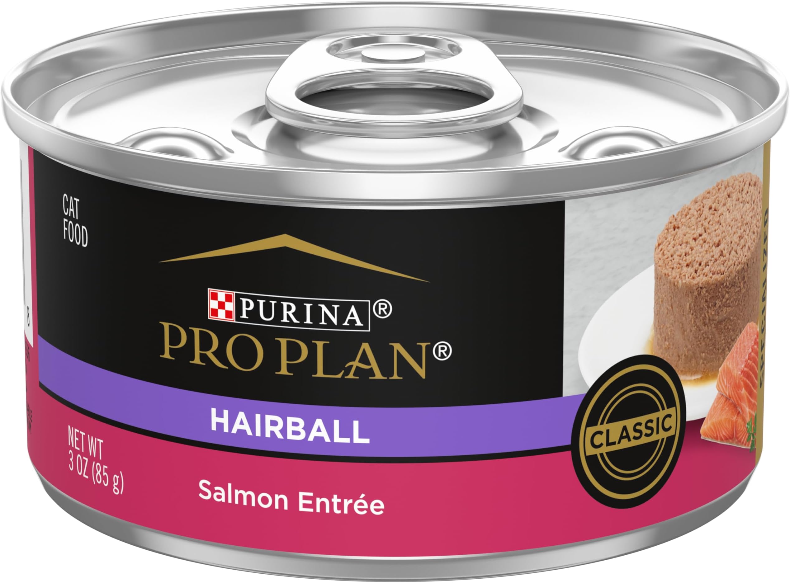 Hairball Control Wet Cat Food Pate, Salmon, (24) 3 oz