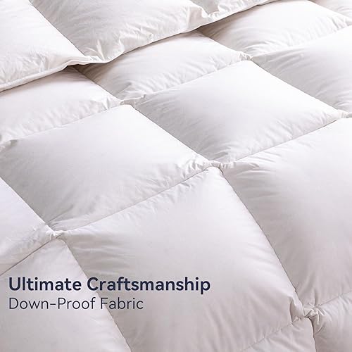 Miniatura 8 de Edredón de plumas de ganso tamaño individual, edredón de cama de estilo hotel, 750+ potencia de relleno, 1200 hilos, tela de algodón 100% orgánico,