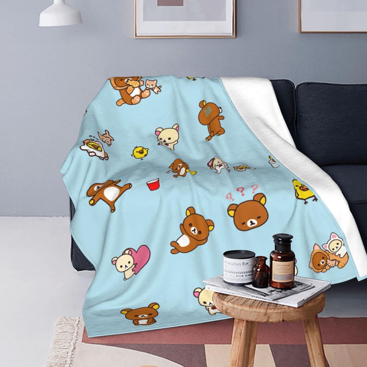 リラックマ 15 毛布 おしゃれ 大きいサイズ ひざ掛けをかける ブランケット 暖かい フランネル ふわふわ 厚手 多機能 軽量 抗菌 静電防止 四季適用 オールシーズン ブランケットマイクロファイバー ブランケット あったか ブランケット 収納便利 防寒対策 125x100cm