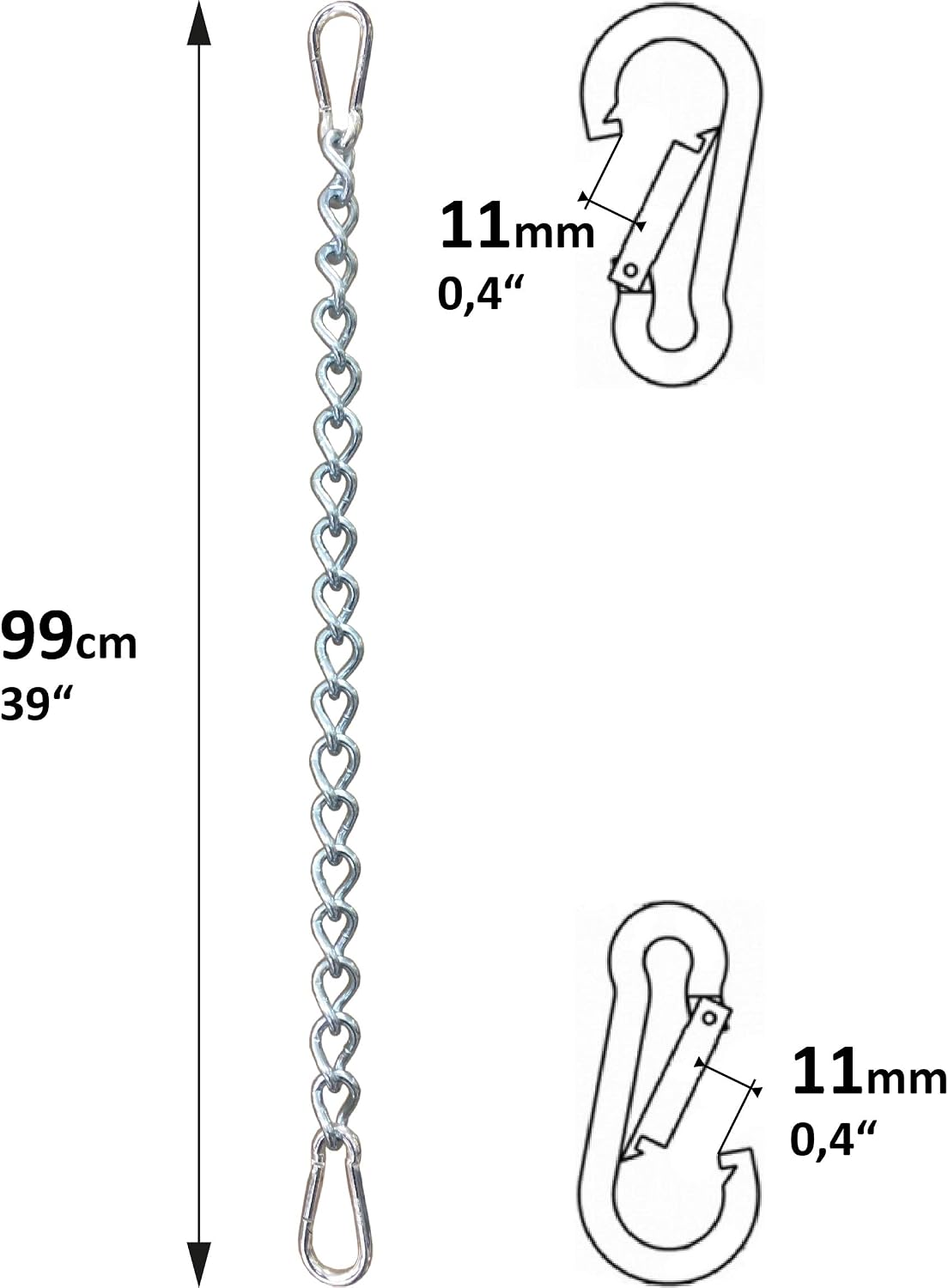KLIFFHÄNGER Chain with two carabiners, variable attachment for hanging chair, Metal, Chain 99 cm - Image 3