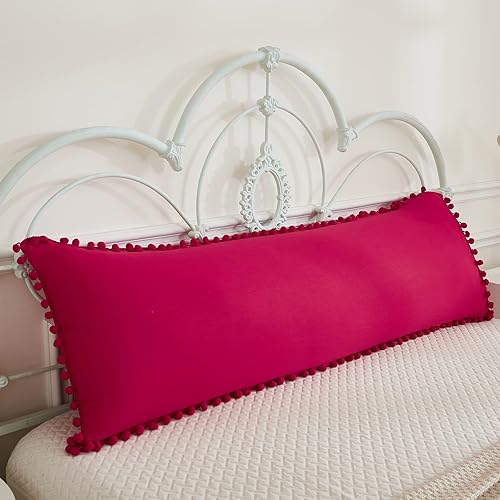 Miniatura 151 de Blue Body Pillow Cover Shabby Chic Long Pillow Case Cover Navy Blue Pom Poms Fringe Body Pillow case with Pocket Closure 20x54 inches(Body,Navy Blue)