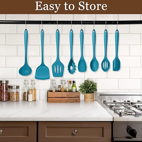 Miniatura 7 de LIANYU Juego de utensilios de cocina de 8 piezas, resistentes al calor, utensilios de cocina antiadherentes, incluye espátula de silicona, cucharón,