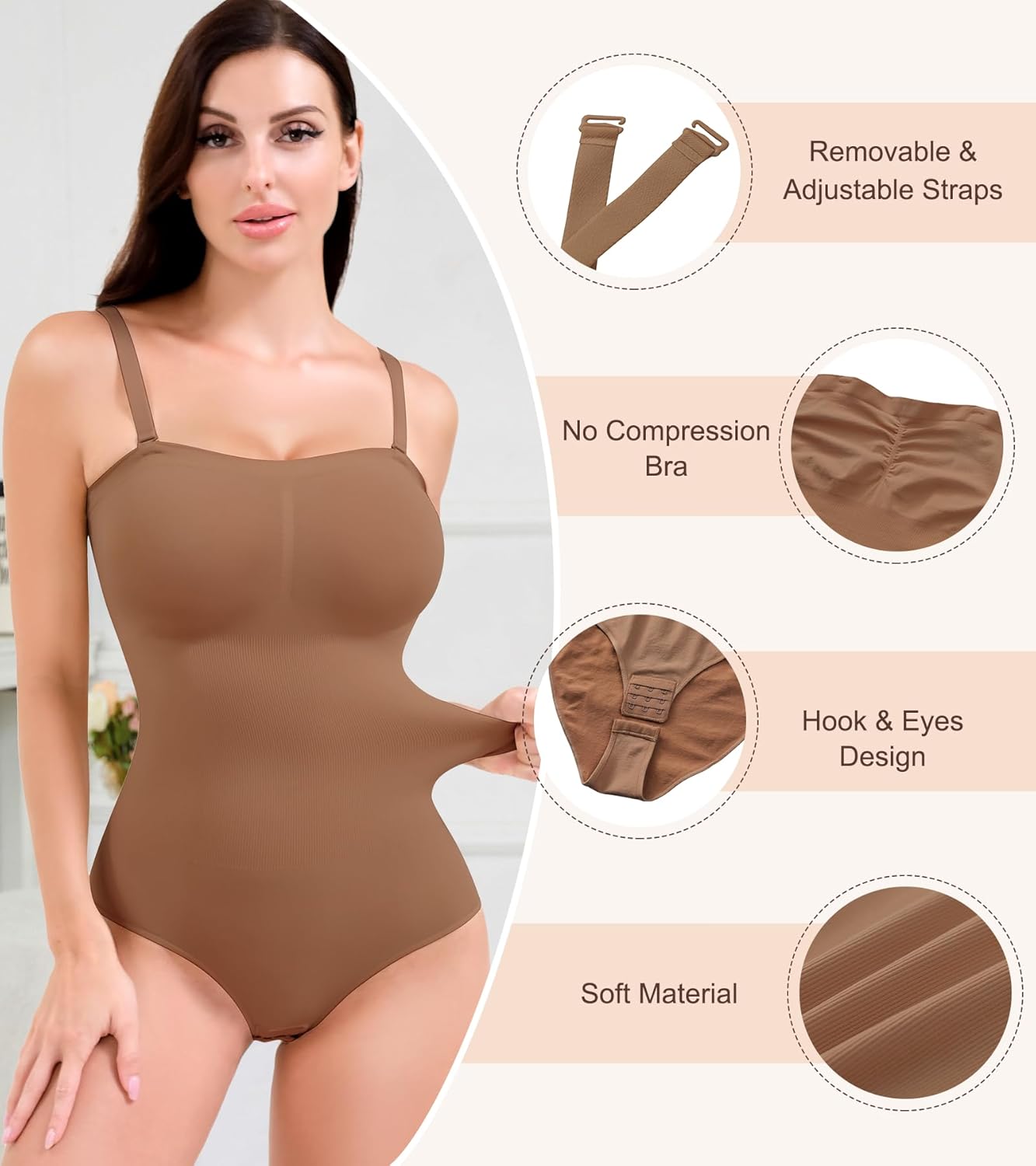 Strapless Shapewear for Women, Seamless Tummy Control Shapewear Bodysuit, Under Dress Brief Body Shaper - Image 4