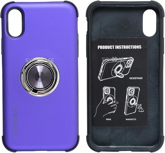 iPhone XR Halka Standlı Mat Kılıf Ring Holder Parmak Destekli Darbe Azaltıcı TPU Koruyucu Kapak Mor