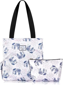 Kamo Floral Tote Bag - Fashion Handbags with Cosmetic Bag Wallet Travel Shoulder Bag for Hiking Yoga Gym Swimming