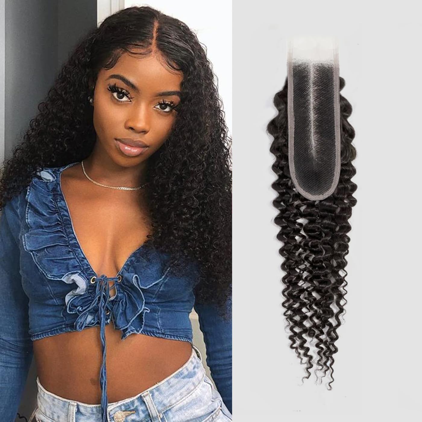 2x6 Hd Lace Closure Curly Closure Middle Part Closure 2x6 Hd Lace Closure 100% Unprocessed Brazilian Virgin Remy Hair Pre-Plucked Hairline Deep Curly
