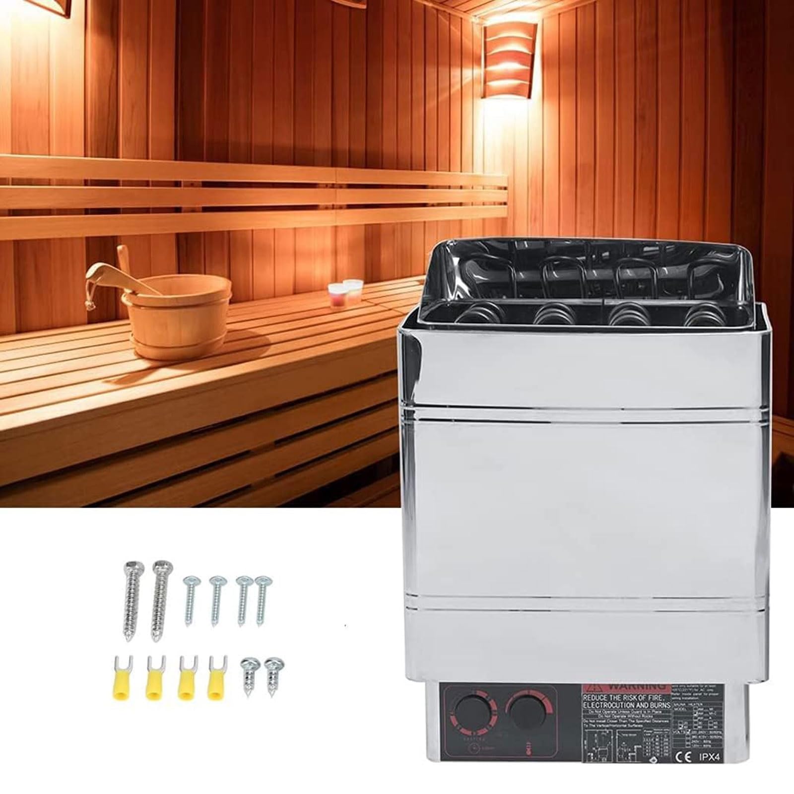 Poêle de sauna électrique 3-9 kW en acier inoxydable avec contrôleur