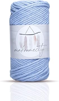 Scanned Macrame Rope 3mm Single Twist Scannable Cotton Macrame Rope Macrame Rope Baby Blue