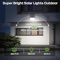 Vista 3 de Adiding Luces Solares para Exteriores, Luces de Inundación LED de 2800LM con Cable de 5 m, Luces Solares con Sensor de Movimiento y Control Remoto