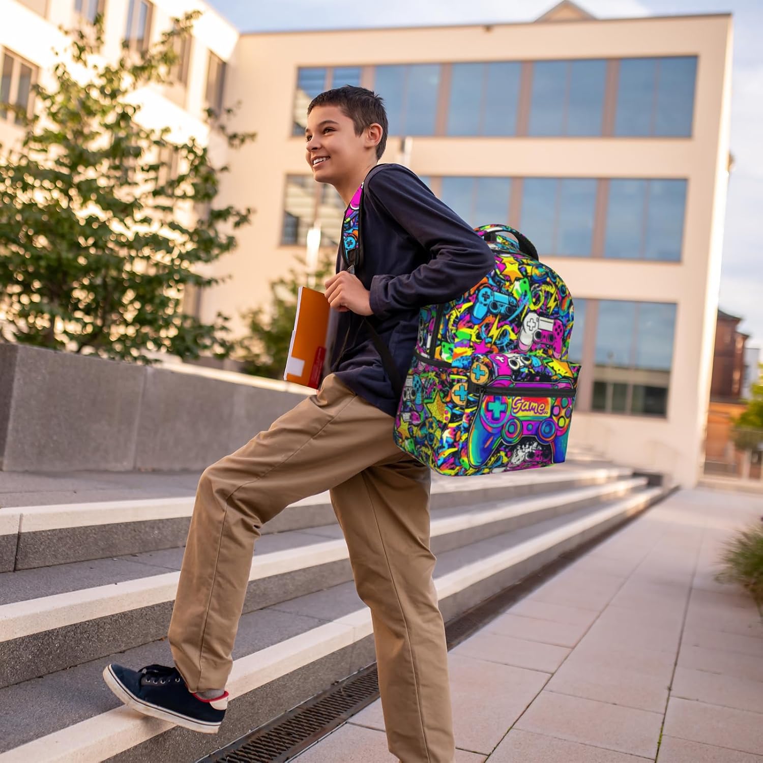 Graffiti Gaming Backpack For Teens Boys Kids Gamer Backpack School Bag For Kids Boys Girls Students Game Bookbags Laptop Computer Bag Age 6-8,8-10,10-12 Years Old - Image 5