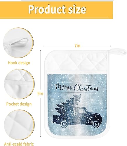 Miniatura 10 de Winter Squirrel - Juego de 2 soportes para ollas para cocina, antideslizante y aislante de calor, juego de agarraderas de tela de toalla con