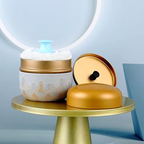 Vista 33 de Estuche de polvo corporal con recipiente de polvo para polvo, recipiente de té para bebé y adulto, caja de té en polvo de talco (mar azul)