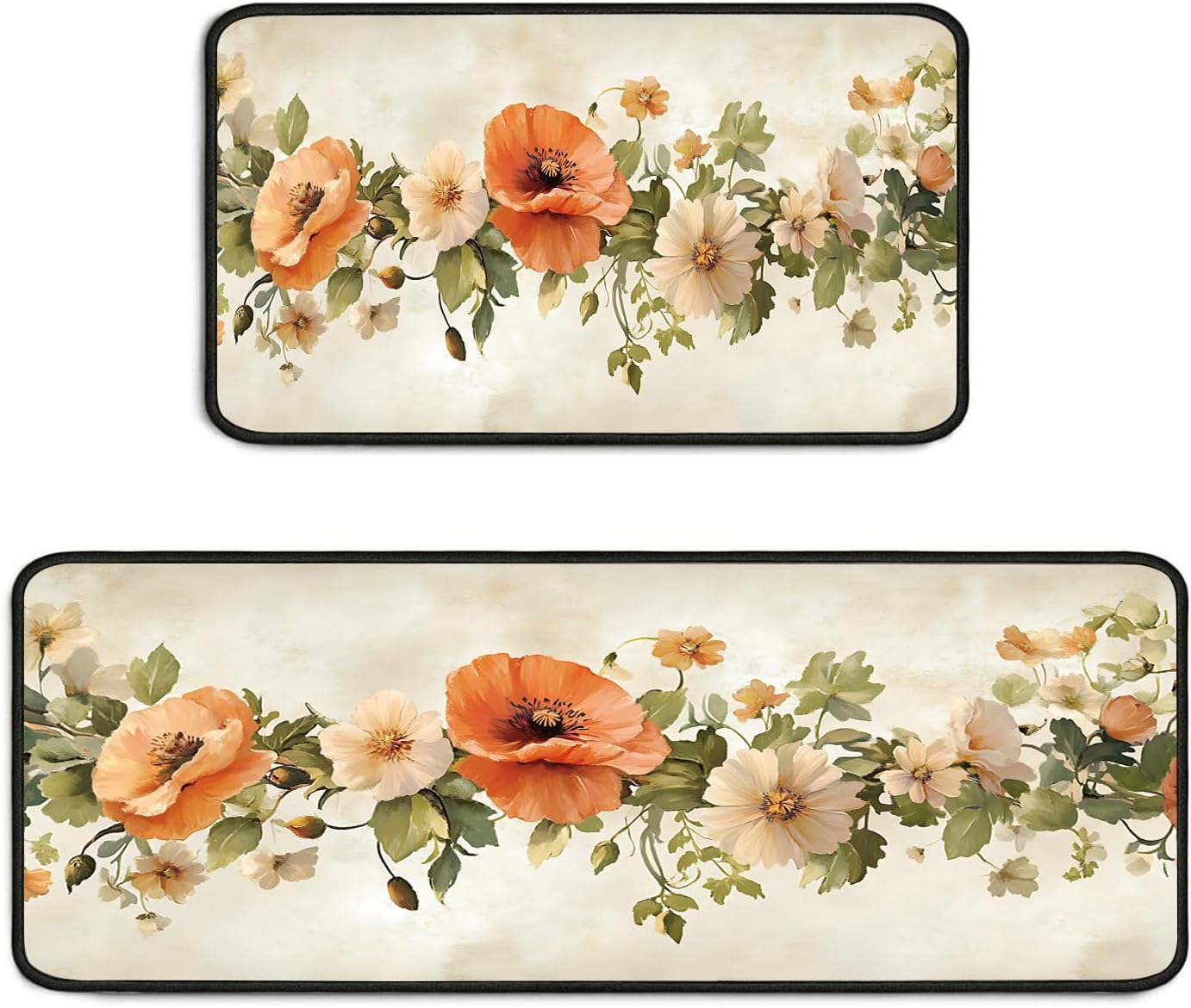 Kitchen Rugs for Floor Set of 2, Anti-Fatigue Non-Slip Washable Standing Mats for Kitchen, Sink, Laundry Room, Office and Living Room(16.4"×27.6" + 16.4"×47.2")