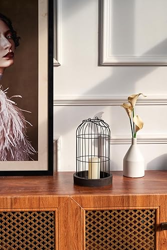 Miniatura 7 de PHOSPHOR Juego de 2 faroles de vela para decoración del hogar, diseño rústico de tian yuan nong she, para sala de estar, chimenea de chimenea,