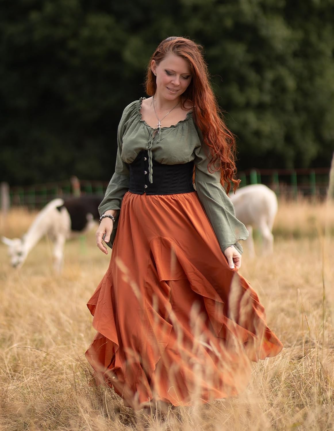 SCARLET DARKNESS Long Skirts for Women 2026 Ruffled Chiffon Flowy Renaissance Maxi Skirt - Image 4