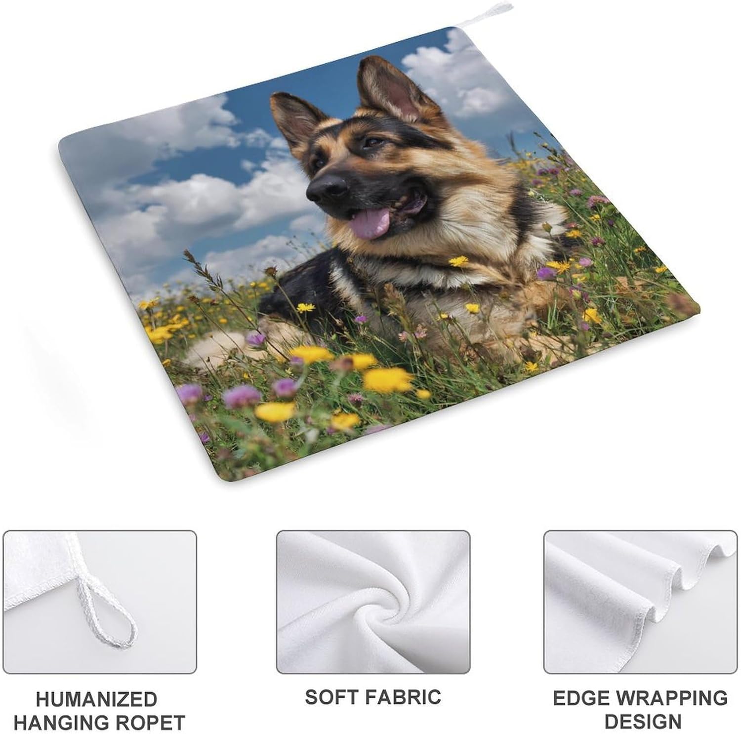 German Shepherd Hand Towels for Bathroom Handkerchief | Absorbent,with Hanging Loop,Kitchen Towels,for Home Hotel,Soft