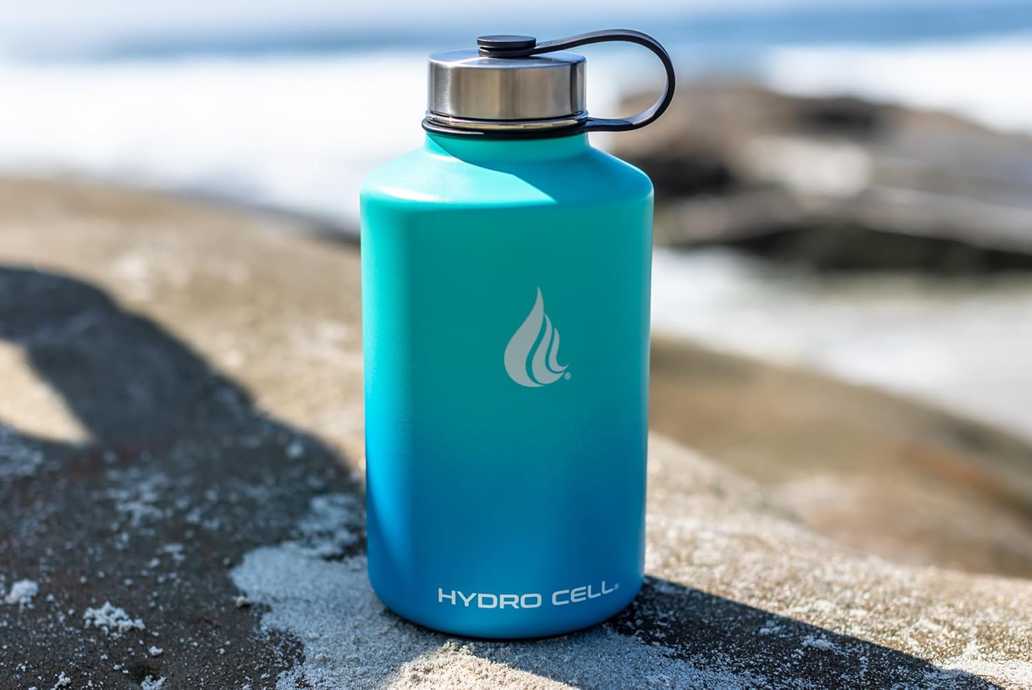 HYDRO CELL Stainless Steel Insulated Water Bottle with Straw - For Cold & Hot Drinks - Metal Vacuum Flask with Screw Cap and Modern Leakproof Sport Thermos for Adults (Teal/Blue 64oz) - Image 9