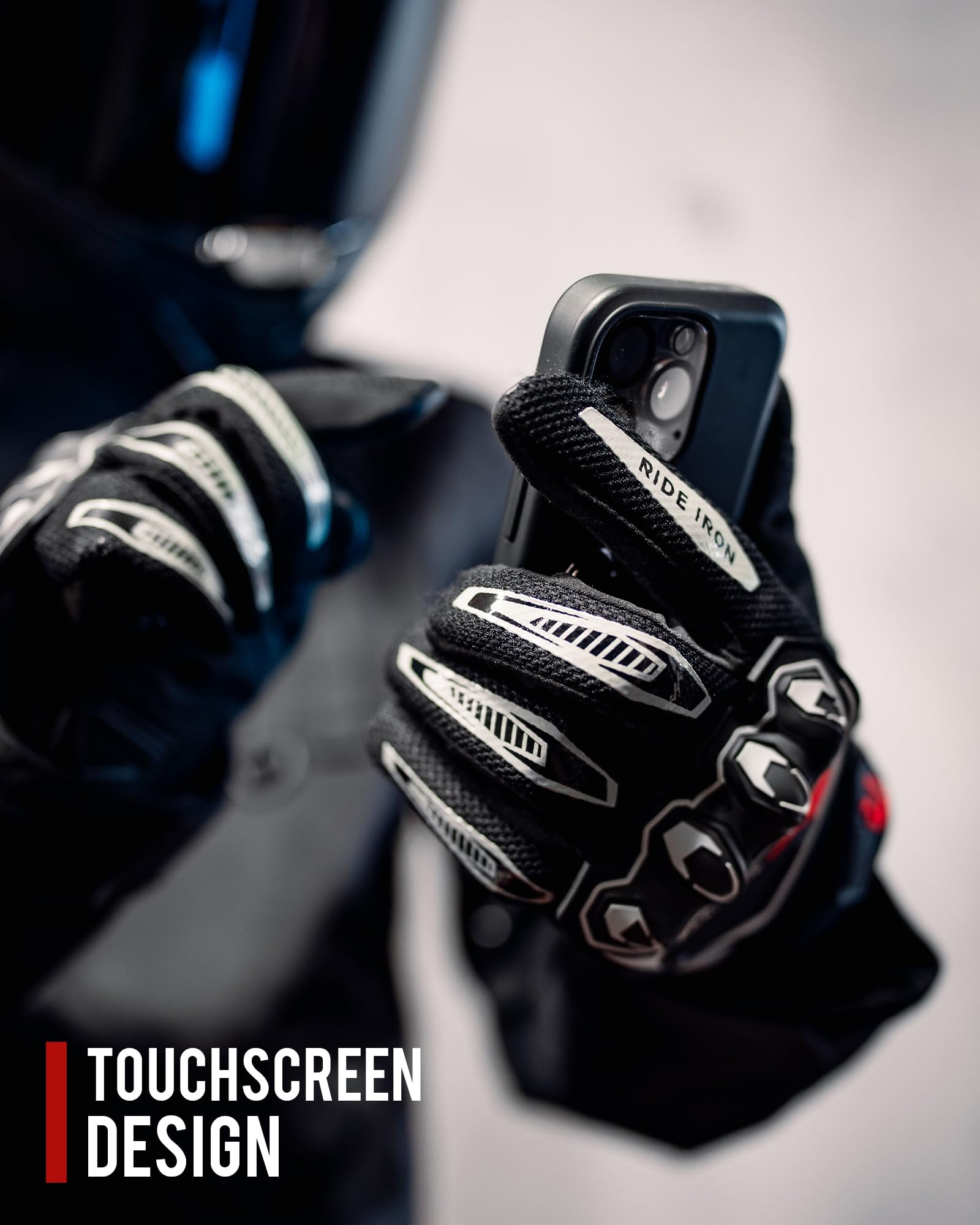 RIDEIRON Guanti moto estivi uomo donna, Traspiranti, Touch Screen, Protezione nocche, comodi guanti da mountain bike antiscivolo per corse fuoristrada
