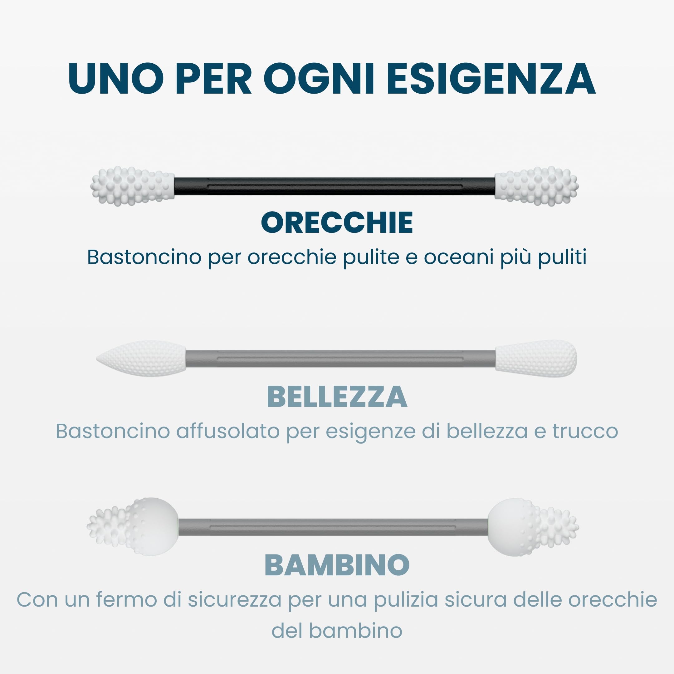 Bastoncini riutilizzabili per la pulizia delle orecchie – Alternativa sostenibile ai bastoncini usa e getta – Facili da pulire – Con custodia da viaggio - Nero