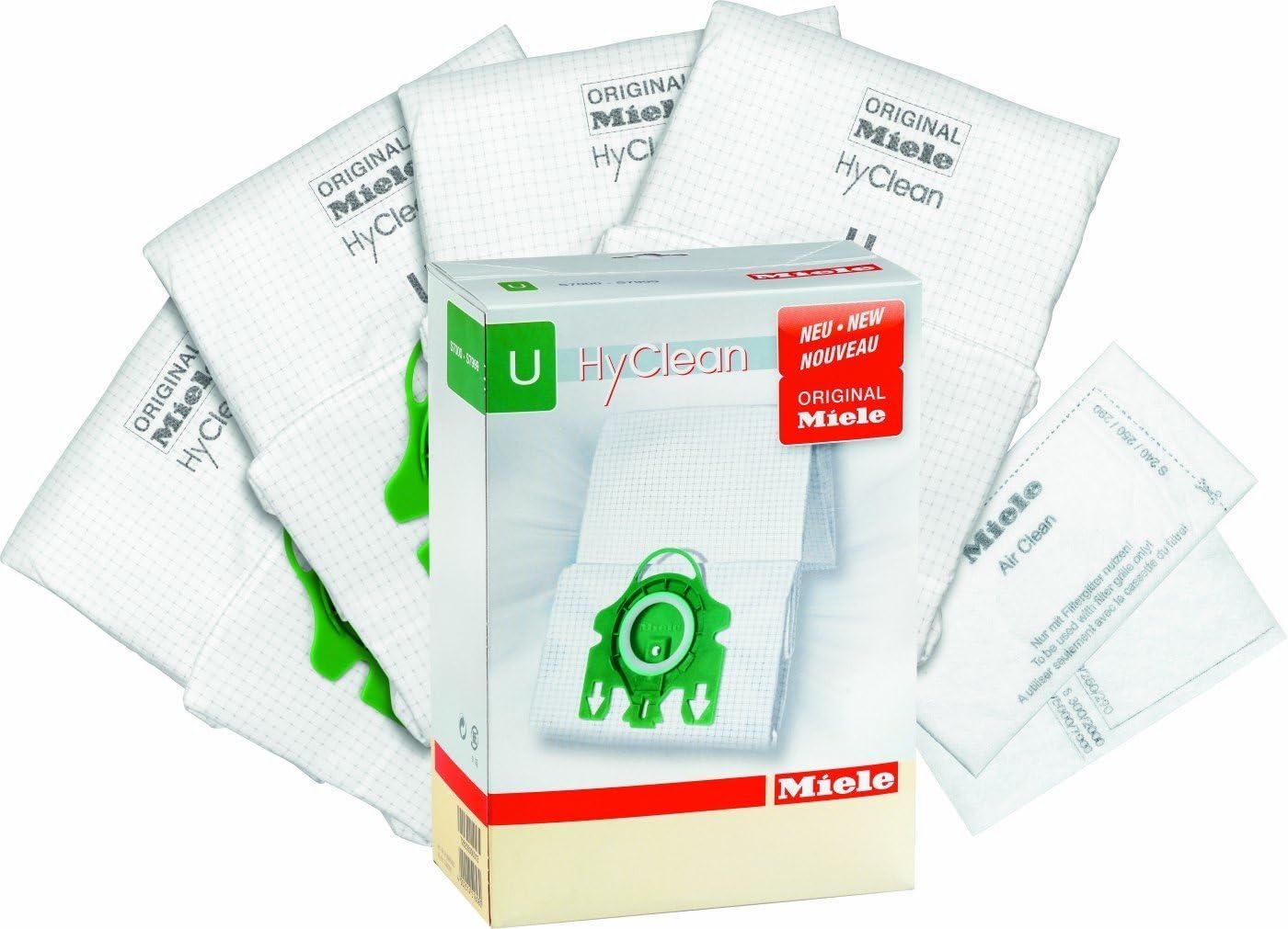 Miele AirClean 3D Efficiency Dust Bag, Type U, 4 Bags & 2 Filters