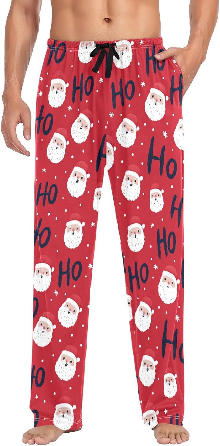 Boccsty Christmas Red Men Cotton Flannel Pajama Pants Mens Lounge Sleep PJ Bottoms S-XXL