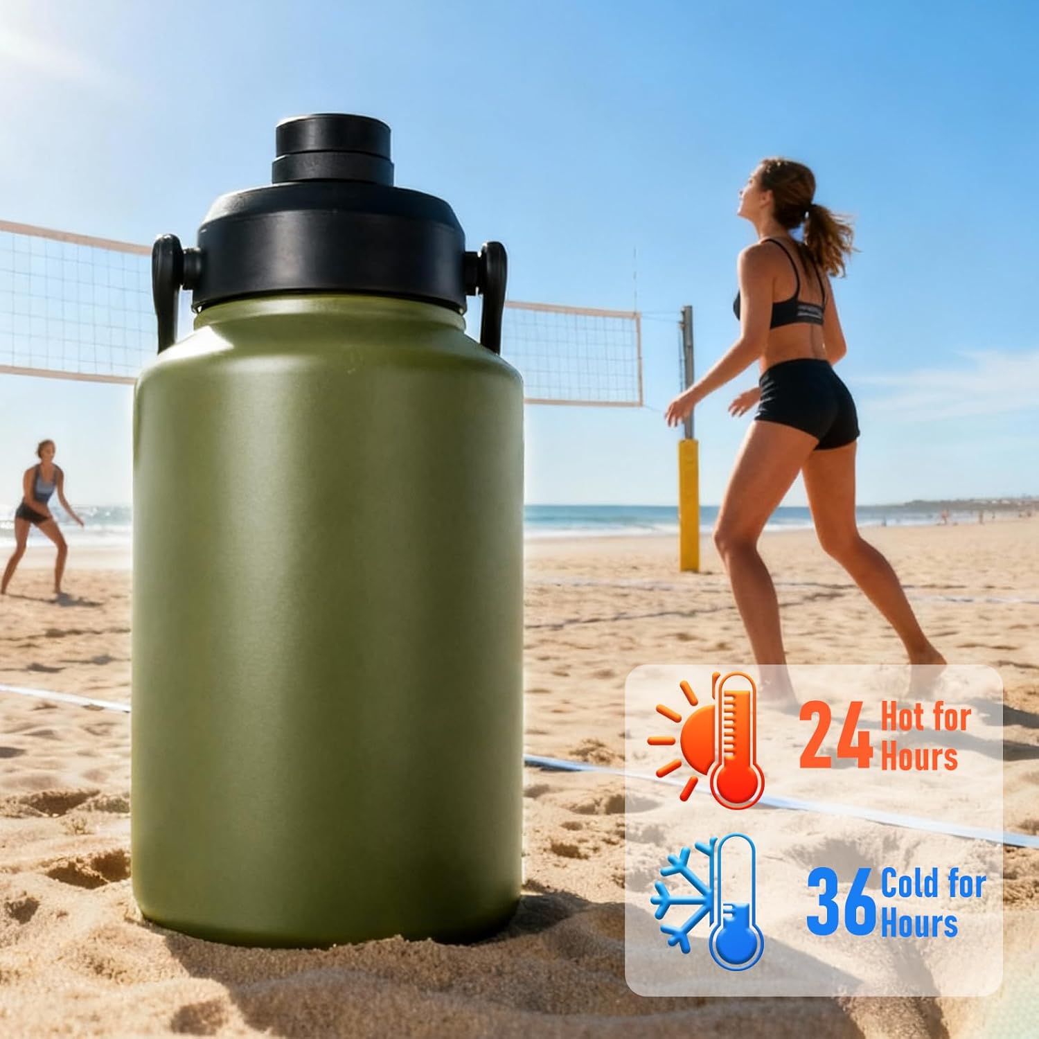 PARACITY 128Oz Gallon Water Bottle, Water Jug With Handle, Large Water Bottle Keeps Hot and Cold, Insulated water bottle for Sports, Office, Trip, Camping
