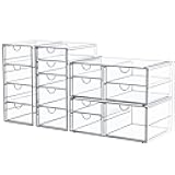 Makeup Organizer Storage With 16 Drawers, 4 Pcs Desktop Office Supplies, Desk Organizers, Clear Accessories, Dustproof Drawer and for Make Up, Jewelry, Pen, Stationary