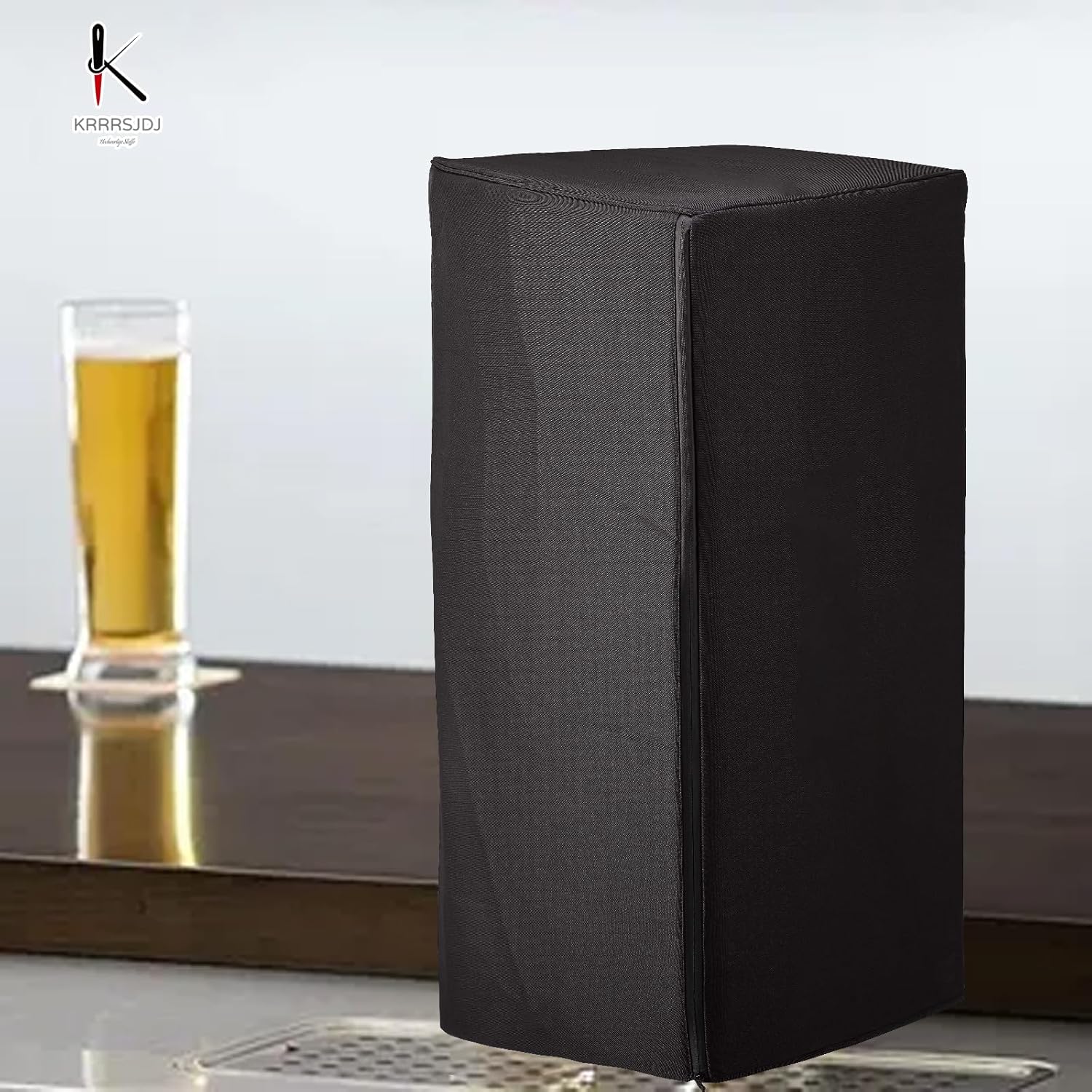 Kegerator Beer Tower Cover, Single or Double Tap Draft Tower Dust Cover, Waterproof, Tear-Resistant, Durable 600D (18*6.5*10, Black)