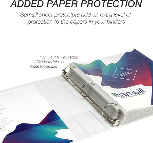 Miniatura 6 de Samsill Durable 1.5 Inch Binder, Made in The USA, Round Ring Customizable Clear View Binder, White, 12 Pack (MP128457)