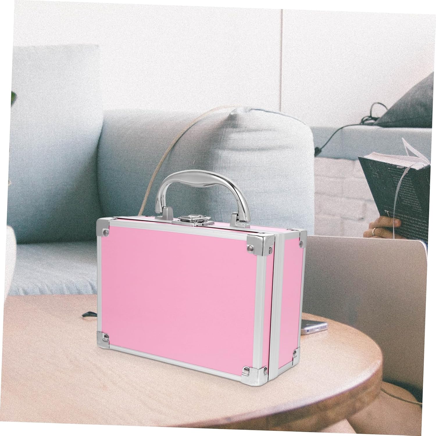 MERRYHAPY Storage Box Lock Professional Makeup Case Portable Organizer Makeup Suitcase Nail Supplies Organizer
