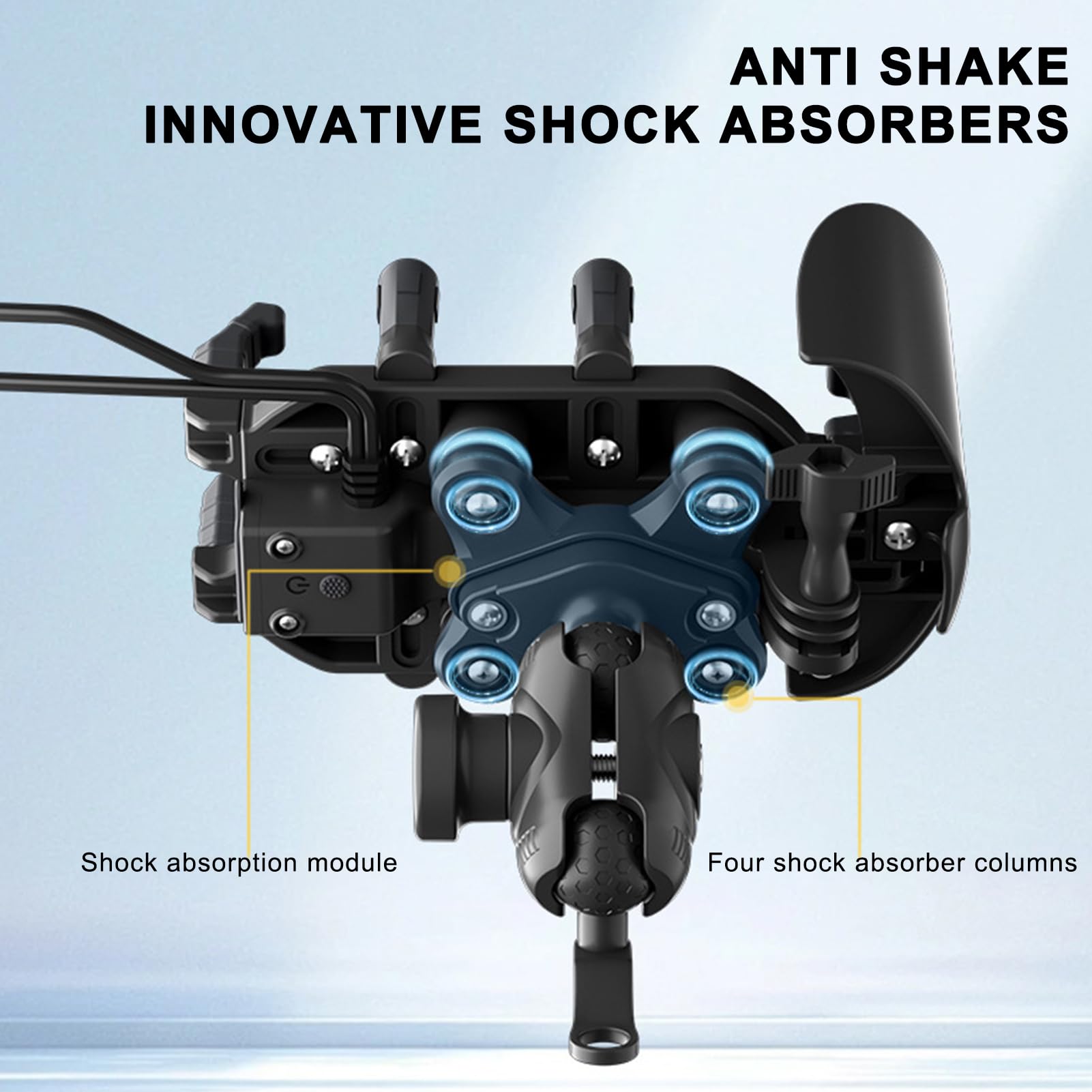 Générique Supporto per telefono su manubrio – Anti-vibrazione per moto | doppia porta di ricarica USB, supporto per dispositivo mobile, facile installazione con presa stabile, adatto per moto tricic