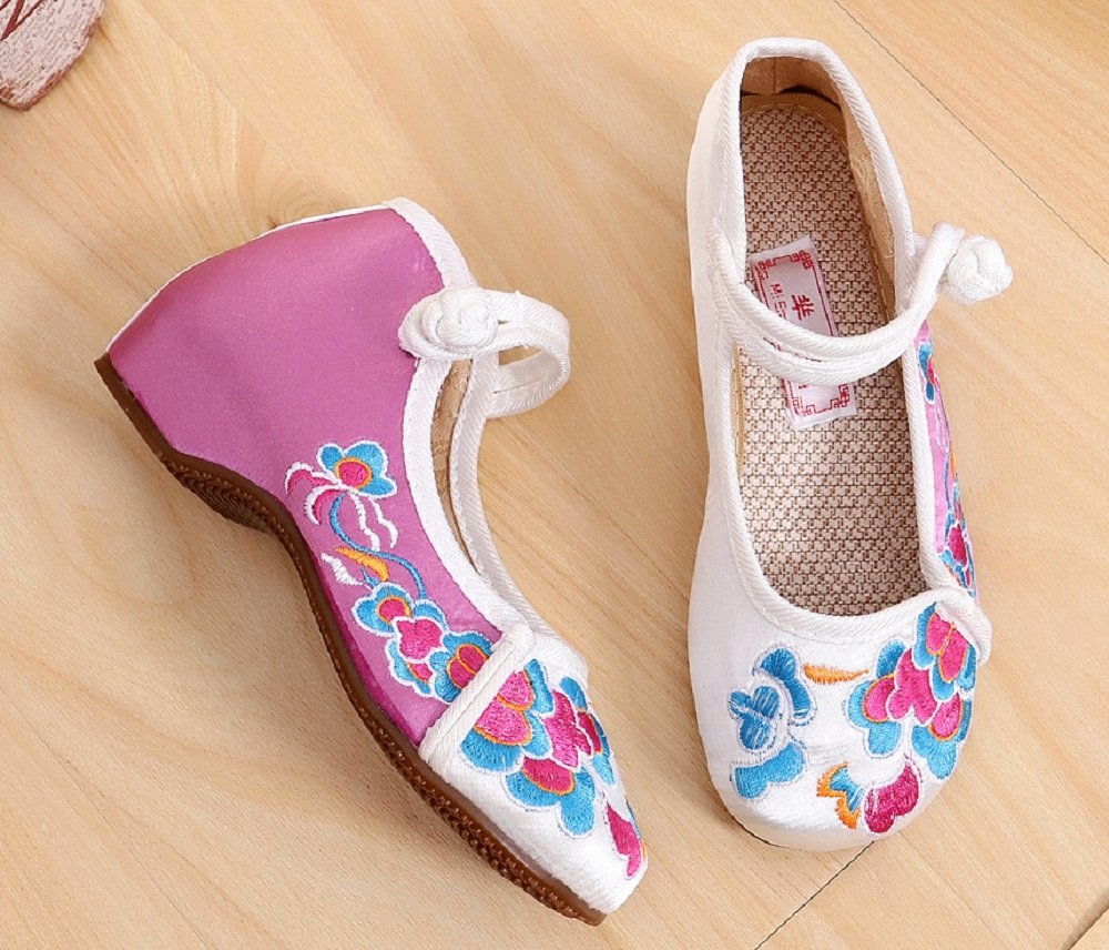 Tianrui Crown Girl's Embroidery Flat Ballet Shoes Kid's Cute Mary-Jane Dance Shoe Flat Sandal Shoe Purple