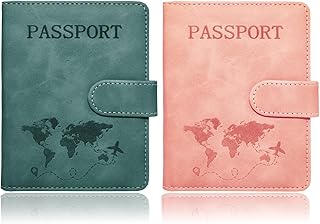 Passport Holder for Travel Essentials, 2 Pack Rfid Passport Cover for Women Men