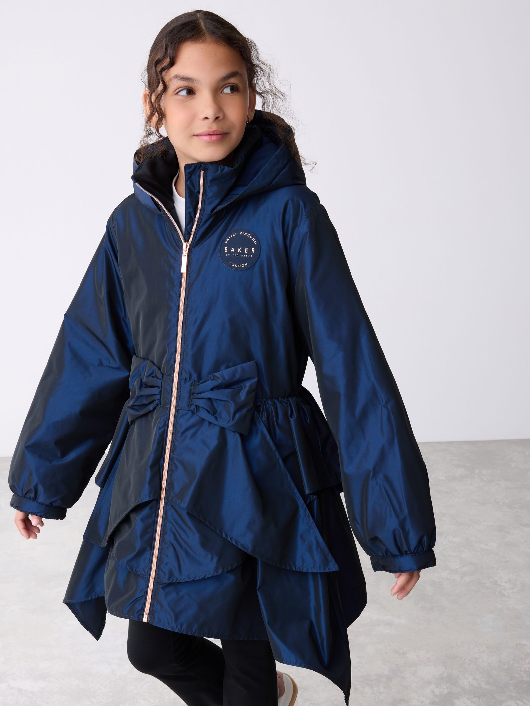 Niñas Abrigo impermeable con volantes y lazo