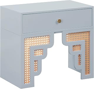 Tov Furniture Suzie Pastel Blue & Rattan Nightstand