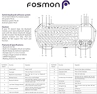 Vista 8 de Fosmon Mini teclado Bluetooth (teclado QWERTY), inalámbrico, portátil, con panel táctil, compatible con Apple TV, Yaxa Fire Stick, PS4, PS4 Pro