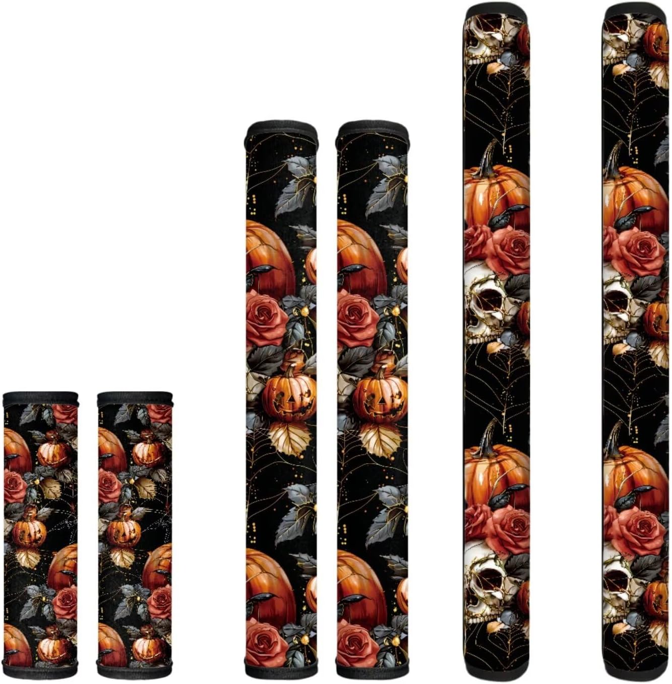 Halloween Skull Fridge Door Handle Covers Set of 6, Anti-Skid Kitchen Appliance Armrest Decoration Mat for Fridge Dishwashers Microwave Kitchen Halloween Decorations,Rose Red