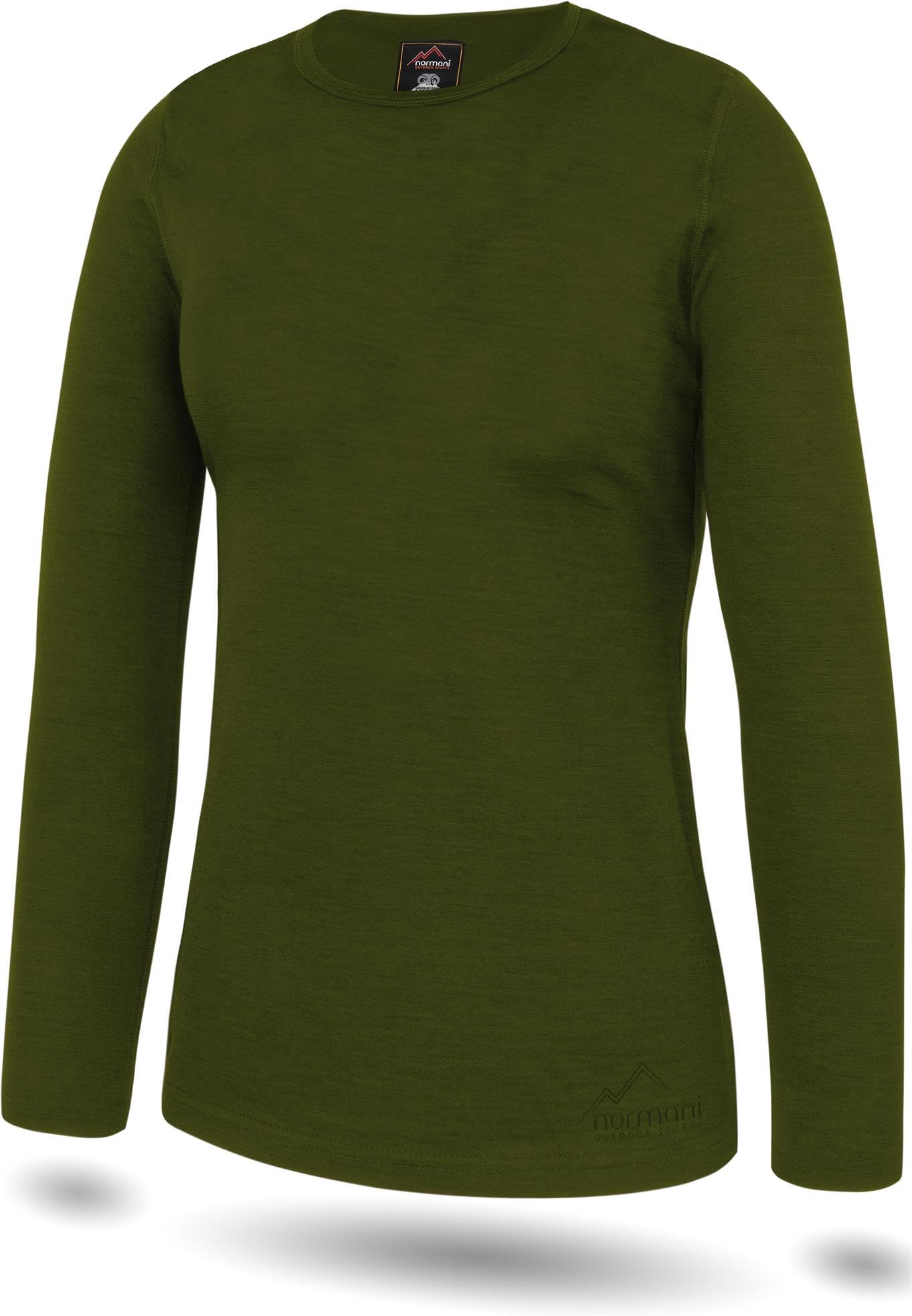 normani Damen Merino Unterhemd Langarmshirt Pullover Ski-Unterwäsche Rundhals - 100% Merinowolle