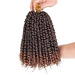 Leeven 10 Inch Pre Twisted Passion Twist Hair 8 Packs Ombre Brown Pre Looped Short Bob Bohemian Braids Hair Extensions for Black Women Bomb Crochet Passion Twists Synthetic Hair 12 Strands/Pack T30