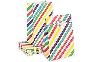 Shindel 36PCS Striped Favor Bags with Stickers - Thankful Paper Gift Bags...