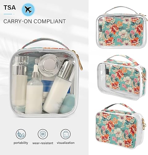 Miniatura 5 de Floral Flower Clear Toiletry Bag for Traveling,2 Pack Makeup Cosmetic Bag with Zipper,Travel Bag for Toiletries,Travel Essentials 21215279