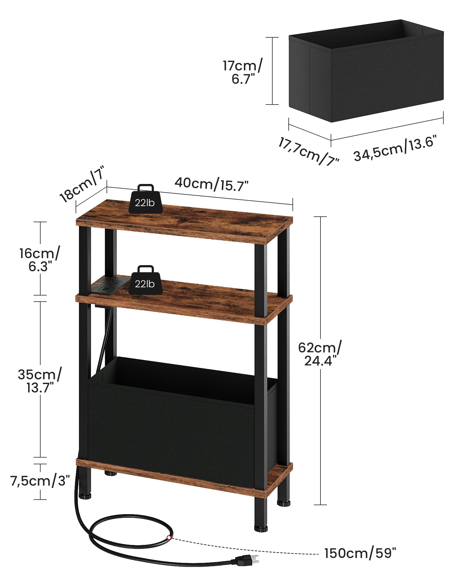 Amazon.com: CHOEZON Narrow Side Table and Mini Fridge Stand with