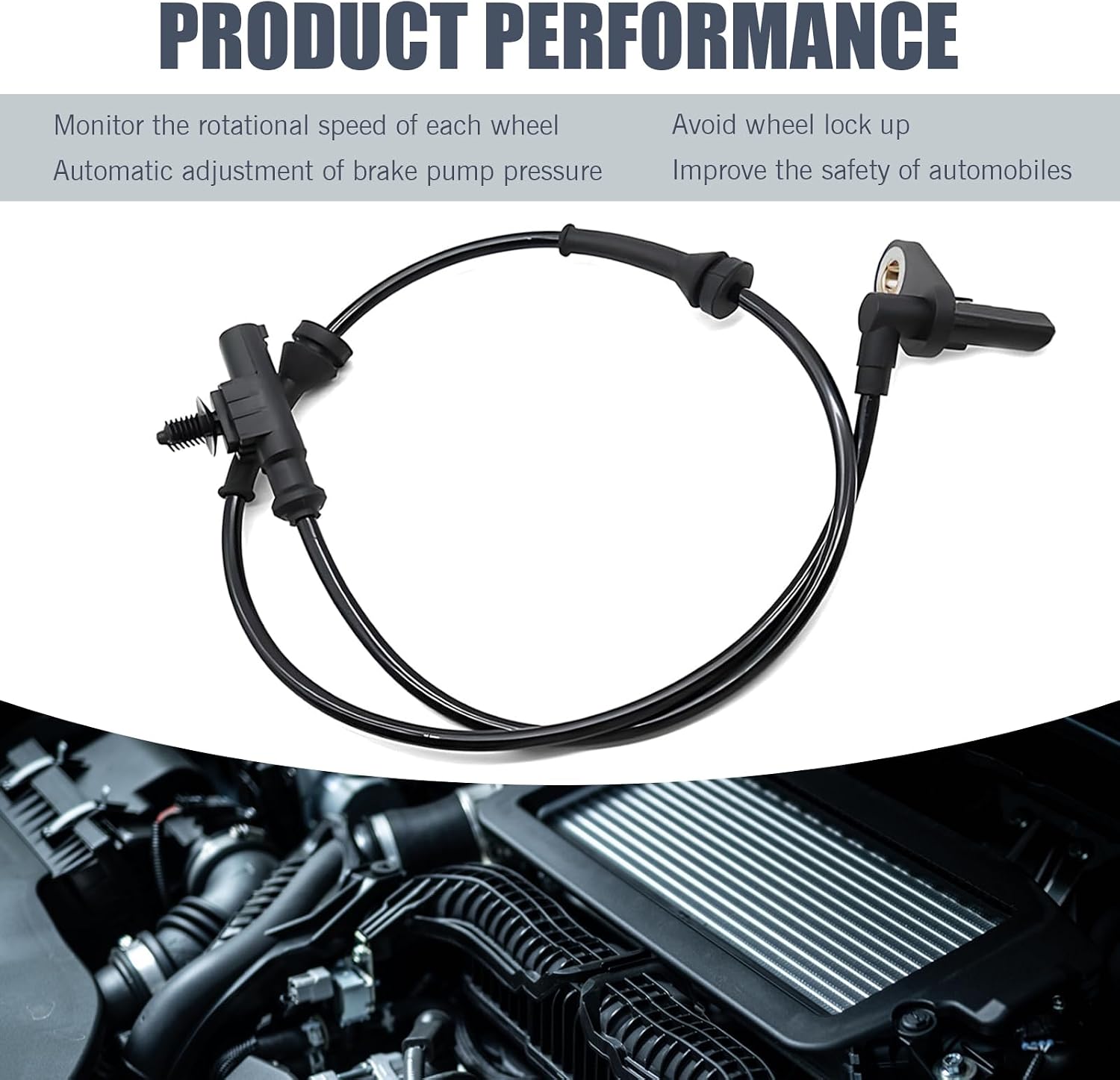 Rear Left/Right ABS Wheel Speed Sensor – Direct Replacement for Anti-Lock Brake System, Compatible with Heyue Models, Replacement OEM Part #3630050U2010 (Black)