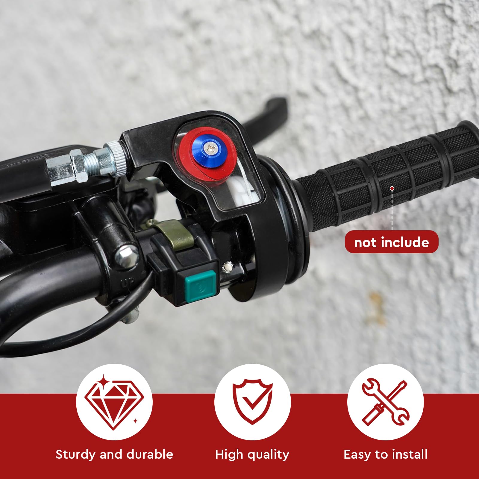 Poignée d'Accélérateur de Moto 22mm Poignées de Guidon Kit de Câble 7/8" Poignet d'Accélérateur à Rotation Rapide avec Câble 1.2m, Poignee de Gaz Tirage Rapide pour 50cc-200cc Quad ATV Pit Dirt Bike